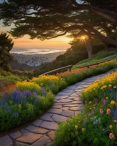 sea of flowers,marin county,flower garden,esalen,beautiful landscape,carmel,splendor of flowers,nature wallpaper,springtime background,carmel by the sea,flower bed,landscape background,blanket of flowers,flower in sunset,pathway,windows wallpaper,flowerbeds,full hd wallpaper,field of flowers,flower field,Conceptual Art,Fantasy,Fantasy 16