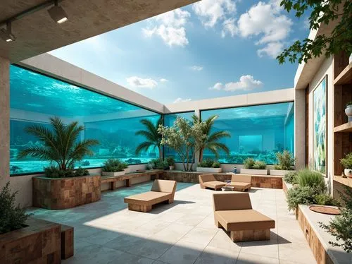 underwater oasis,pool house,tropical house,roof top pool,swimming pool,ocean paradise,oceanfront,piscine,aqua studio,underwater playground,infinity swimming pool,glass wall,aquariums,aquarium,ocean view,fish tank,marine tank,holiday villa,dug-out pool,underwater landscape