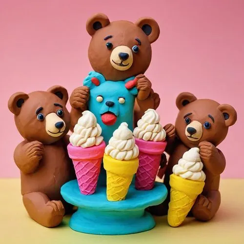 3d teddy,teddybears,ice cream cones,bearshare,cute bear,bearss,Unique,3D,Clay