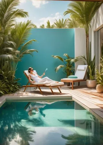 tropical house,aqua studio,paradis,idyllic,tropics,pool house,piscine,pantropical,cabana,swimming pool,paradisus,outdoor pool,mayakoba,holiday villa,subtropical,amanresorts,tropicale,cabanas,riad,infinity swimming pool,Art,Classical Oil Painting,Classical Oil Painting 42