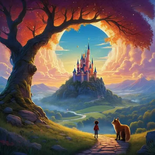 fairy tale castle,fantasy picture,fantasy world,a fairy tale,fairy tale,fantasy landscape,fairytale castle,disneyfied,fantasyland,knight's castle,fantasia,imaginationland,magical adventure,sylvania,rapunzel,children's background,dream world,fairy world,3d fantasy,disney castle,Illustration,Realistic Fantasy,Realistic Fantasy 06