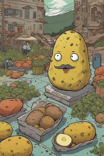 potato character,potato field,country potatoes,vegetable market,canarian wrinkly potatoes,rustic potato,aquaculture,new potatoes,mustard and cabbage family,farmer's market,west indian gherkin,aquatic herb,farmers market,game illustration,cheese factory,yukon gold potato,russet burbank potato,baked potato,sweet potato farming,jaffa,Illustration,Vector,Vector 02