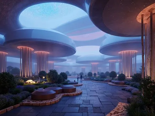 futuristic landscape,sky space concept,mushroom landscape,arcology,ufo interior,mushroom island,biospheres,graecorum,skyterra,sky apartment,ecotopia,orduna,futuristic art museum,futuristic architecture,extrasolar,terraforming,earthship,alien world,sansar,streamwood