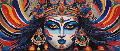 krishna,indian art,radha,shiva,shamanic,tribal,kali,bodypainting,janmastami,indigenous painting,mandrill,multicolor faces,vishuddha,tribal chief,ramayana,psychedelic art,lord shiva,ganesha,jaya,god shiva,Illustration,Abstract Fantasy,Abstract Fantasy 08