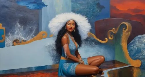 asherah,oshun,tretchikoff,pocahontas,nephthys,sekhmet,neferneferuaten,azilah,orishas,cleopatra,khokhloma painting,inanna,kemet,nubian,amphitrite,akhenaten,niobe,obatala,african american woman,hathor,Illustration,Realistic Fantasy,Realistic Fantasy 21