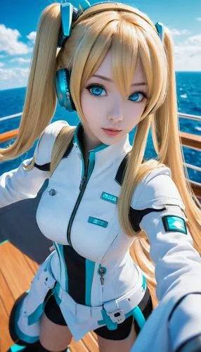 mmd,at sea,hatsune miku,marineau,on a yacht,vert,kantai collection sailor,ferry,mikuriya,naval,neptunia,delta sailor,anime 3d,ocean background,ocean,ais,bns,nepela,oceanica,azzurra,Conceptual Art,Fantasy,Fantasy 03