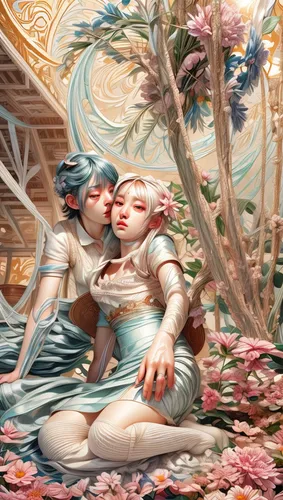 the sleeping rose,vintage fairies,idyll,rococo,serenade,the hands embrace,disney rose,a fairy tale,way of the roses,magnolias,kiss flowers,cinderella,scent of roses,floral greeting,porcelain rose,embrace,hare krishna,falling flowers,culture rose,young couple