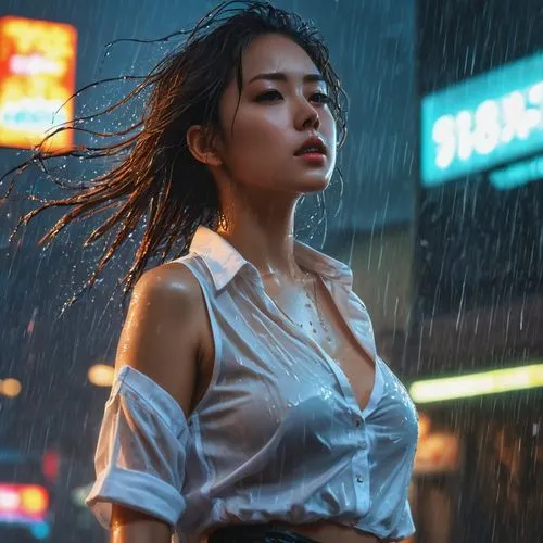 in the rain,walking in the rain,rainfall,wet,drenched,heavy rain,wet girl,downpour,rain shower,rainy,soaked,rain,asian woman,xiaofei,rainstorm,monsoon,deluge,blue rain,rainswept,rained,Photography,General,Fantasy