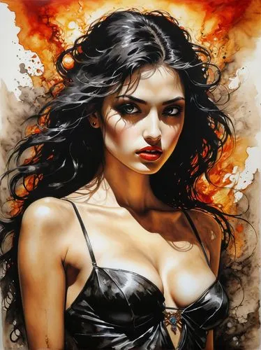 fantasy art,sorceress,the enchantress,wonderwoman,scarlet witch,fantasy woman,fire angel,wonder woman,woman fire fighter,warrior woman,fire-eater,fire artist,dark angel,flame of fire,fire heart,fire eater,art painting,femme fatale,oil painting on canvas,fire siren,Illustration,Vector,Vector 14