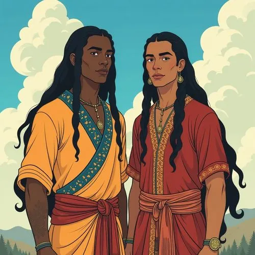 pandavas,orishas,poyiadjis,polynesians,demigods,akkadians,Illustration,Realistic Fantasy,Realistic Fantasy 44