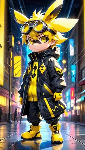 abra,fuel-bowser,stylish boy,pixaba,stud yellow,pikachu,yellow jacket,rainmaker,wu,loukaniko,electro,yo-kai,3d render,tangelo,shinkiari,petrol-bowser,cyberpunk,streampunk,drexel,mascot,Anime,Anime,Cartoon