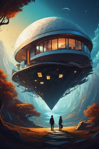 flying saucer,sci fiction illustration,futuristic landscape,ufo,airships,alien ship,airship,space ship,saucer,sky space concept,ufos,extraterrestrial life,sci-fi,sci - fi,science fiction,ufo interior,sci fi,alien planet,scifi,dune,Conceptual Art,Fantasy,Fantasy 21