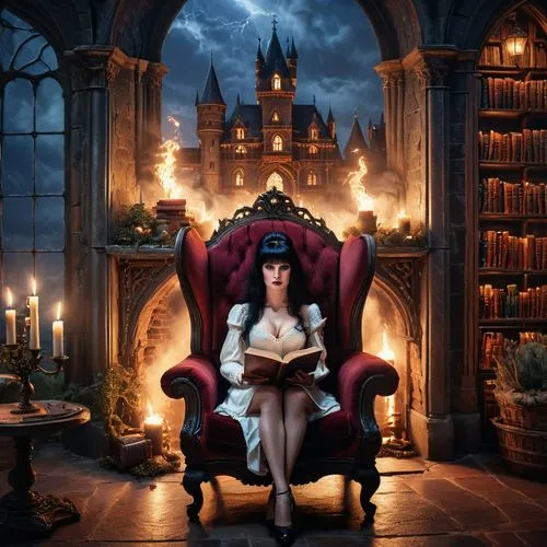 fantasy picture,gothic portrait,headmistress,fantasy art,bibliophile,elvira,Photography,General,Commercial