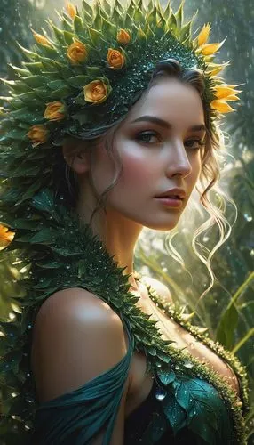 faery,elven flower,faerie,dryad,dryads,girl in a wreath,Conceptual Art,Fantasy,Fantasy 11