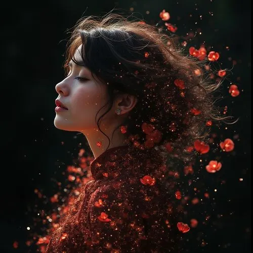 mystical portrait of a girl,embers,cinder,fire artist,red smoke,photo manipulation,Photography,Documentary Photography,Documentary Photography 01