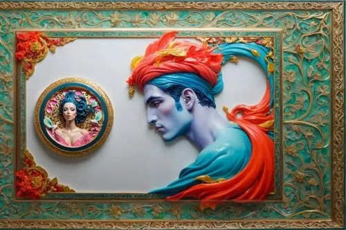 peking opera,glass painting,decorative frame,magic mirror,bodypainting,taiwanese opera,the mirror,mirror frame,cirque du soleil,art painting,chinese art,art deco frame,art nouveau frame,paintings,decorative art,body painting,universal exhibition of paris,plastic arts,framed paper,popular art