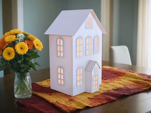 The table is covered in a soft, textured tablecloth that reflects the bright colors of these flowers. The colors are vibrant, with splashes of amber color filling the tablecloth. The flowers range in 