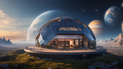 sky space concept,futuristic landscape,futuristic architecture,planetarium,musical dome,exoplanet,terraforming,earth station,bee-dome,futuristic art museum,sky apartment,stargate,io centers,alien world,alien planet,planet eart,myst,cubic house,utopian,science fiction,Photography,General,Natural