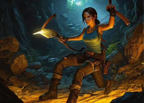 Tomb Raider Reborn by Darthval,lara,croft,cave girl,sci fiction illustration,game illustration,rosa ' amber cover,female warrior,cg artwork,mountain guide,cave tour,heroic fantasy,huntress,pit cave,ca