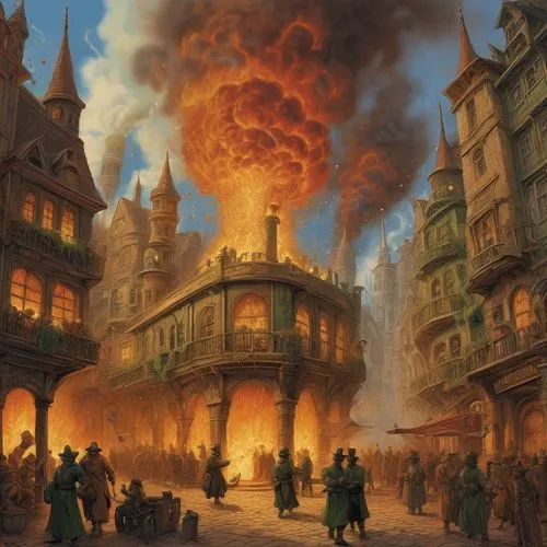 the conflagration,schuiten,city in flames,schuitema,firelands,conflagration,conflagrations,varsavsky,diagon,temur,waterdeep,deflagration,conclave,imperialis,townsmen,seregil,cataclysm,fallas,gehenna,chaosium