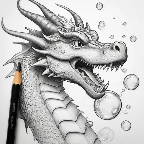 Create a cartoon-y dragon breathing bubbles,pencil art,salt water crocodile,dragon design,crocodile,dragon,chinese dragon,water creature,fire breathing dragon,painted dragon,alligator,saltwater crocod