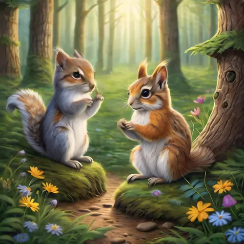 squirrels,woodland animals,chinese tree chipmunks,squirell,forest animals,forest background,cute animals,whimsical animals,sciurus,cute cartoon image,fox stacked animals,garden-fox tail,foxes,eurasian