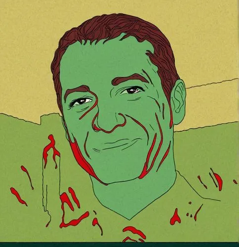 illustration with image of man with green face and red streaks on it,tsipras,alemanno,mubarak,cannavale,matthau,kezman,Illustration,American Style,American Style 08