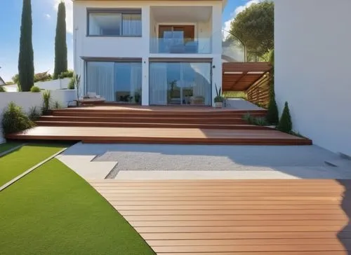 wooden decking,artificial grass,golf lawn,decking,landscape design sydney,wood deck,garden design sydney,landscape designers sydney,modern house,landscaped,3d rendering,fresnaye,holiday villa,deck,dunes house,roof landscape,weatherboard,house shape,terraza,garden elevation,Photography,General,Realistic