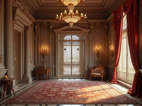 ornate room,royal interior,entrance hall,victorian room,enfilade,hallway,empty interior,ballroom,danish room,corridor,cochere,foyer,baccarat,ritzau,neoclassical,europe palace,versailles,the threshold of the house,sapienza,dining room,Photography,General,Realistic