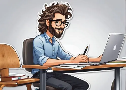 caricaturist,illustrator,caricature,man with a computer,caricaturing,groban,caricaturists,computerologist,caricatures,animator,content writers,office worker,freelance,flat blogger icon,web developer,caricatured,inntrepreneur,stagiaire,vector illustration,web designer,Unique,Design,Sticker