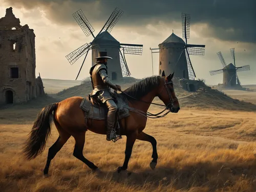 don quixote,the windmills,windmills,windmill,man and horses,dutch landscape,fantasy picture,dutch windmill,wind mills,consuegra,horseback,wind mill,old windmill,endurance riding,horse herder,windmill gard,western riding,french digital background,ballet don quijote,horse riders,Photography,General,Fantasy