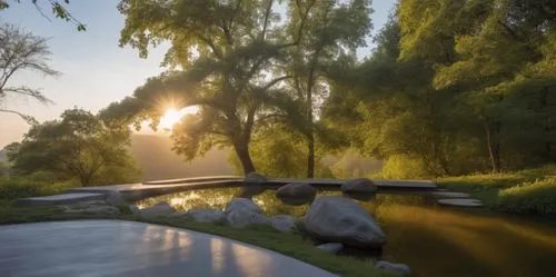 cryengine,weeping willow,riverwood,3d rendering,acequia,3d rendered,render,virtual landscape,towpath,scenic bridge,volumetric,river landscape,wooden bridge,canals,waterweg,millstream,waterway,enb,photorealistic,polders