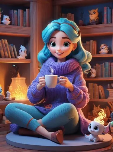 cute cartoon image,cute cartoon character,coraline,storybook character,winterblueher,knitter,Unique,3D,3D Character