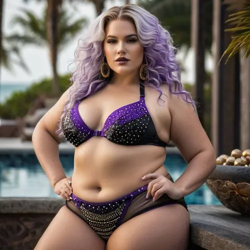 two piece swimwear,lbbw,violeta,bbw,camilla,ursula,polynesian,jojo,purple,purple skin,body positivity,violetta,sami,anele,rich purple,purple background,leela,violet,swimwear,purple and gold,Photography,General,Natural