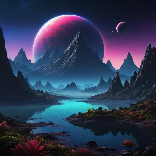 alien planet,fantasy landscape,futuristic landscape,alien world,lunar landscape,purple landscape,Conceptual Art,Sci-Fi,Sci-Fi 12