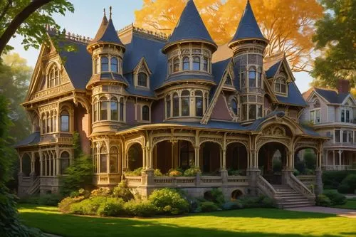 victorian house,victorian,old victorian,fairy tale castle,victorian style,victoriana,victorians,dreamhouse,witch's house,fairytale castle,magic castle,beautiful home,ravenswood,brownstones,maplecroft,sylvania,house in the forest,forest house,house silhouette,doll's house,Illustration,Realistic Fantasy,Realistic Fantasy 03