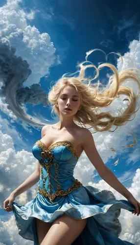 fantasy picture,fantasy woman,fantasy art,little girl in wind,eilonwy,blue enchantress,Conceptual Art,Fantasy,Fantasy 11