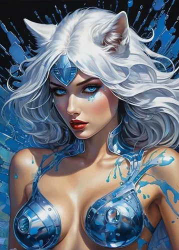 elfquest,lilandra,white fox,ice queen,blue enchantress,icea,tiber riven,sirena,undine,fantasy woman,ichetucknee,panthera,sirene,selkie,kumo,rengo,korana,miqati,siren,white cat,Conceptual Art,Graffiti Art,Graffiti Art 08