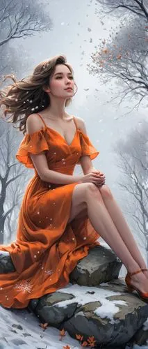 fantasy picture,world digital painting,fantasy art,girl in a long dress,girl with tree,little girl in wind,fairy tale character,girl on the river,orange blossom,mystical portrait of a girl,orange robes,orange,girl in the garden,celtic woman,gracefulness,girl in a long,fantasy portrait,faery,orange scent,ballerina in the woods,Conceptual Art,Fantasy,Fantasy 03