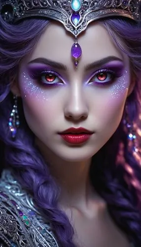 gothel,violet head elf,arundhati,etheria,sorceresses,mervat,liliana,sorceress,the enchantress,surana,fantasy woman,bejeweled,jaina,fairy queen,violet eyes,fantasy art,queenship,the snow queen,lilandra,megara,Illustration,Realistic Fantasy,Realistic Fantasy 05