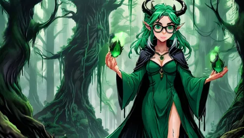 dryad,elven forest,hela,archdruid,dryads,druidic,Illustration,Japanese style,Japanese Style 07