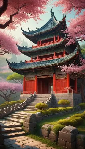 japanese sakura background,sakura background,asian architecture,tianxia,chuseok,dojo,world digital painting,hanhwa,zaozhuang,jinchuan,khwarezmid,kyoto,xixia,hall of supreme harmony,japanese shrine,wanxian,zhifu,sanfeng,baoqing,yuexiu,Conceptual Art,Fantasy,Fantasy 18