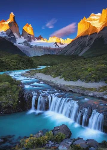 torres del paine national park,torres del paine,kirkjufell river,patagonia,flowing water,tibet,beautiful landscape,glacial landform,fantasy landscape,chile,landscapes beautiful,mountain landscape,glacial melt,mountain spring,mount robson,mountainous landscape,mountain stream,new zealand,flowing creek,landscape background,Art,Classical Oil Painting,Classical Oil Painting 22