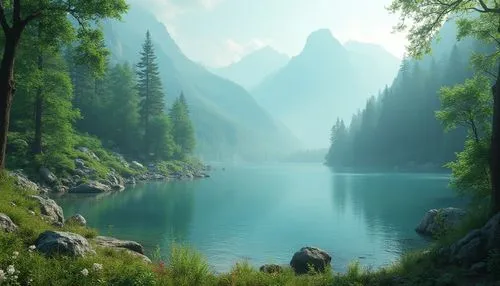 landscape background,forest lake,fantasy landscape,nature background,river landscape,mountain landscape,mountainlake,alpine lake,beautiful lake,mountainous landscape,forest landscape,heaven lake,mountain scene,nature landscape,mountain lake,beautiful landscape,background view nature,forest background,nature wallpaper,green landscape,Photography,General,Realistic