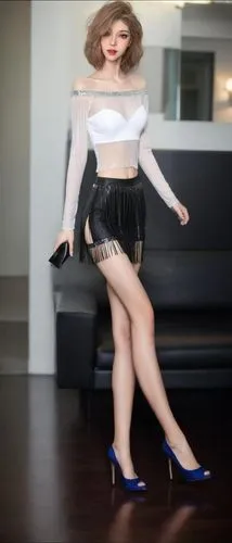 thighpaulsandra,anfisa,dress doll,miniskirted,blurred background,female model