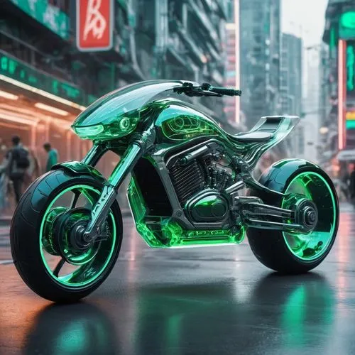 未來高科技.透明摩托車.綠色細邊,electric motorcycle,electric scooter,motorscooter,tron,kawi,motor scooter,scooter,futuristic,kawasaki,e bike,motorscooters,nightrider,alleycat,motograter,green power,super bike,busa,e