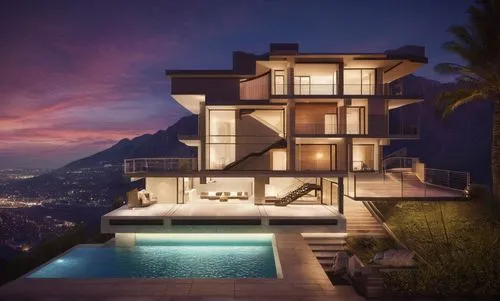 夜晚，高山,uluwatu,luxury property,luxury home,modern house,house in the mountains,house in mountains,holiday villa,beautiful home,luxury real estate,modern architecture,seychelles,house by the water,chale