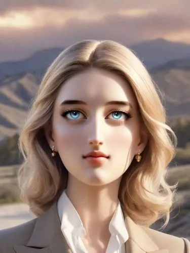 Anna, Countess Palatine of the Rhine,a close up of a person in a suit jacket,khnopff,lenderman,bedelia,galadriel,bjd,cgi,Photography,Natural