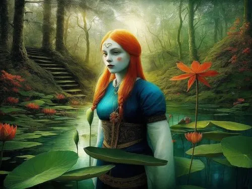 rusalka,fantasy picture,fantasy portrait,elven flower,fantasy art,seelie,the enchantress,beltane,morwen,faerie,elfland,lethe,elven,tuatha,mystical portrait of a girl,faery,amazonica,persephone,behenna,rasputina,Illustration,Abstract Fantasy,Abstract Fantasy 01