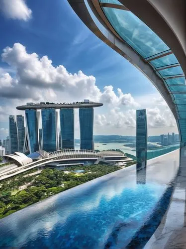 marina bay sands,singapore,futuristic architecture,singapore landmark,infinity swimming pool,skybridge,singapura,skypark,futuristic landscape,skyscapers,skylstad,waterview,harbour city,etfe,kallang,swissotel,arcology,sky city tower view,skywalk,suntec,Illustration,Black and White,Black and White 05